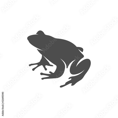 Frog logo vector design template, Silhouette Frog logo animal, Illustration photo