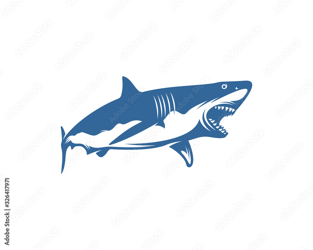 Obraz premium Shark logo vector design template, Silhouette Shark logo, Illustration