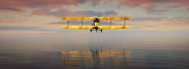 Acrylglasbilder Alte Flugzeuge Altes Propellerflugzeug am Himmel  © juanjo