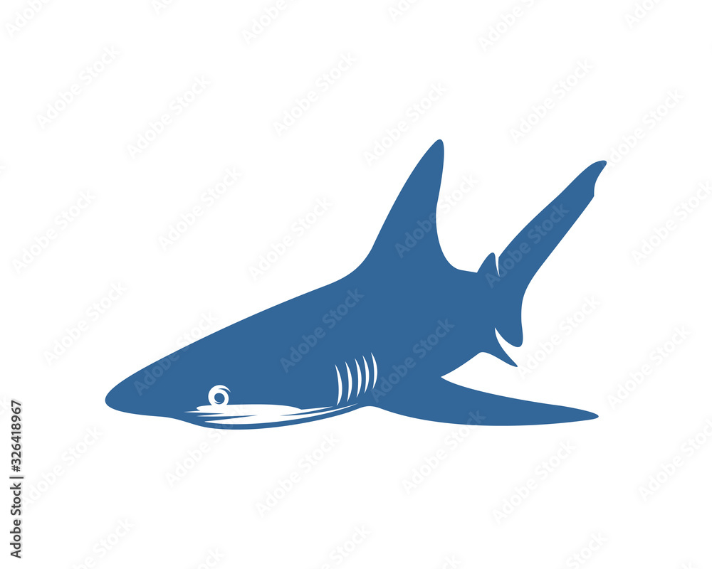 Fototapeta premium Shark logo vector design template, Silhouette Shark logo, Illustration