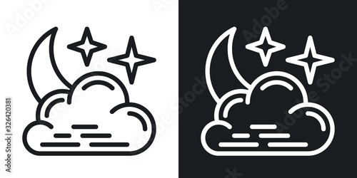 Obraz na płótnie Night cloudy icon for weather forecast application or widget