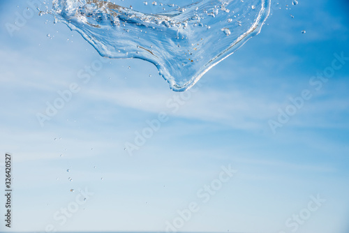  Water in the air with the sea and sky background