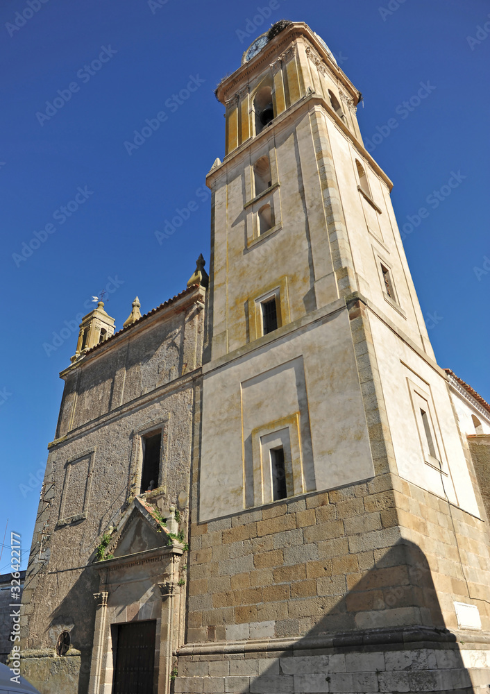 Fototapeta premium Church of Our Lady of the Granada (Nuestra Señora de la Granada), village in Way of Santiago (Via de la Plata) at the province of Badajoz Extremadura Spain