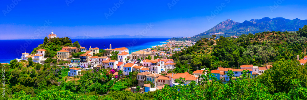 Wonderful scenery of Greece  - beautiful island Samos. View of Karlovasi old village