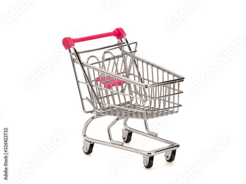 Empty shopping cart isolated on white background with clipping path.