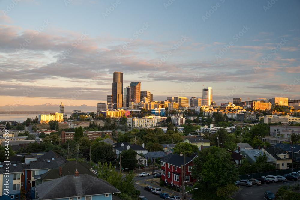 Obraz premium Seattle skyline at dawn