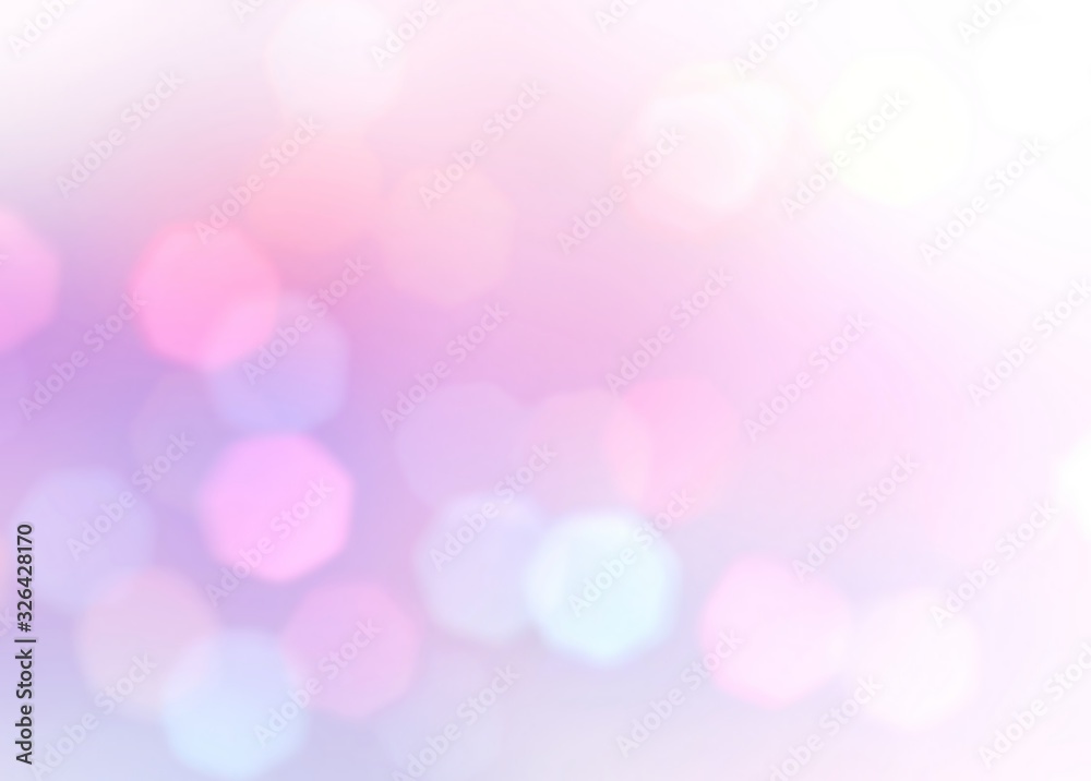 Bokeh pattern on light pink blur  background. Wonderful cool illustration.