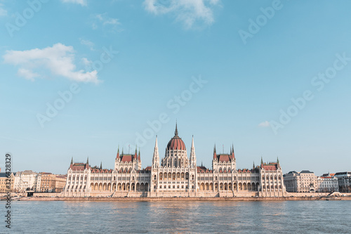Parliament in Budapest by the river Danube