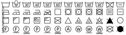 Fotografiet Washing symbols set. Laundry icons. Vector illustration