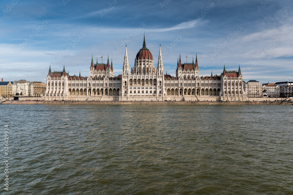 river cruise on Danube with Hungarian Parliament in Budapest