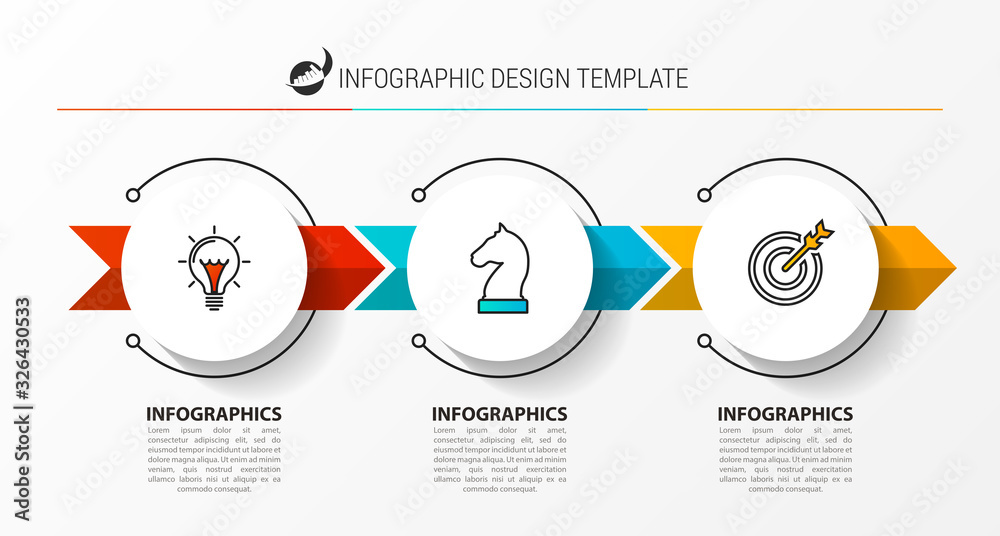 Infographic design template. Creative concept with 3 steps. - obrazy, fototapety, plakaty 