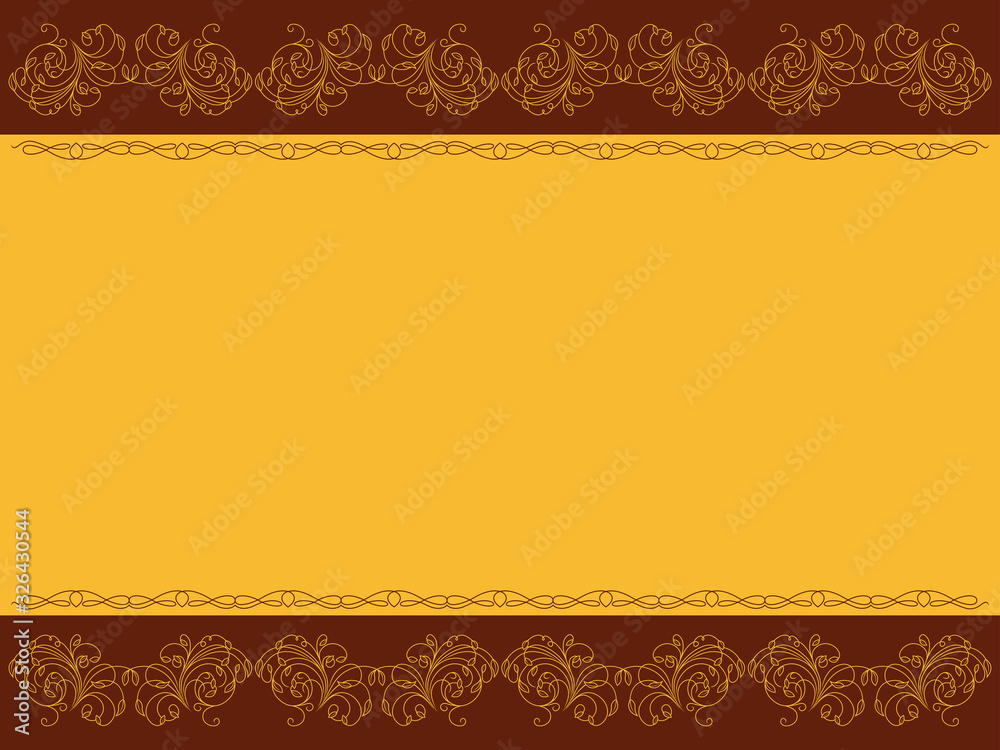 Horizontal postcard with floral elements and wavy lines Horizontal postcard with floral elements and wavy lines