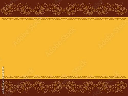 Horizontal postcard with floral elements and wavy lines