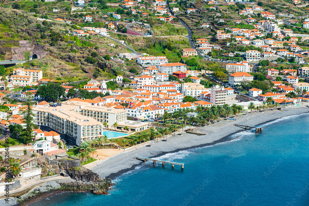 Sprawling city at the water's edge. Santa Cruz, Madeira