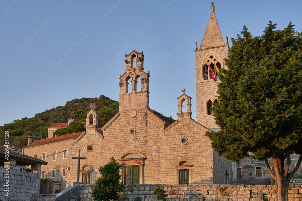 view of the medieval church in the village of Lastovo Croatia view of the medieval church in the village of Lastovo Croatia