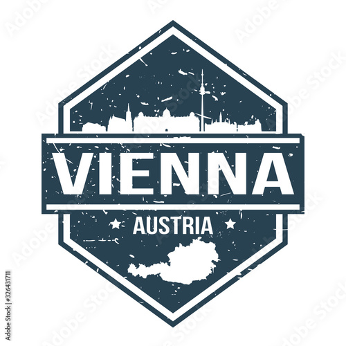 Photography Vienna Austria Travel Stamp. Icon Skyline City Design Vector.