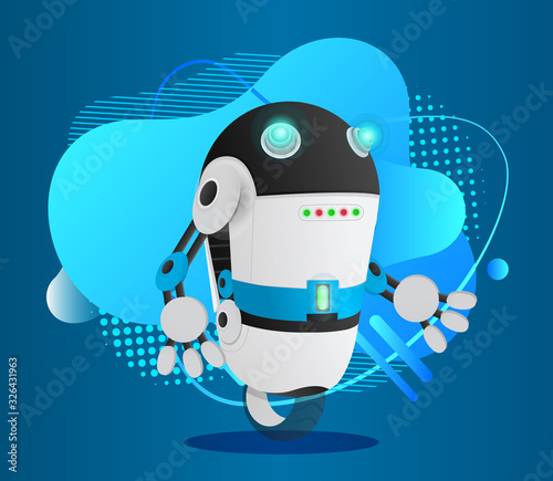 Cyber interface of mechanical artificial agent, character. Innovation like autonomous machine capable of independently making decisions. Vector illustration of modern technologies in flat style