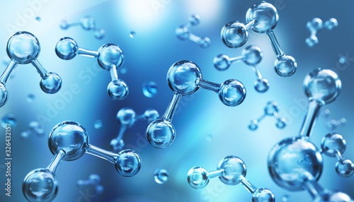 Fototapeta Naklejka Na Ścianę i Meble -  water molecule model, Science or medical background, 3d illustration.