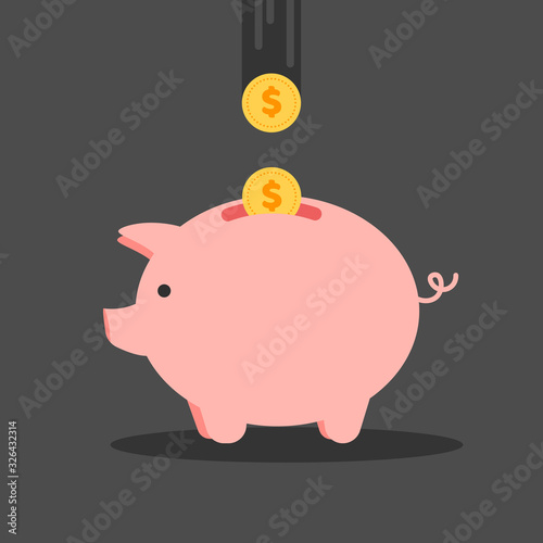 Piggy bank icon. Flat design vector illustration.	