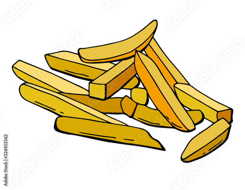 French fries. Vector cartoon illustration. Stock illustration. Isolated on a white background. Suitable for your illustration.