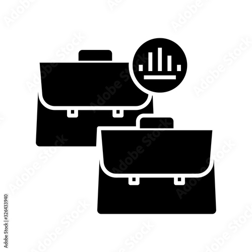 Chart suicases black icon, concept illustration, vector flat symbol, glyph sign. photo