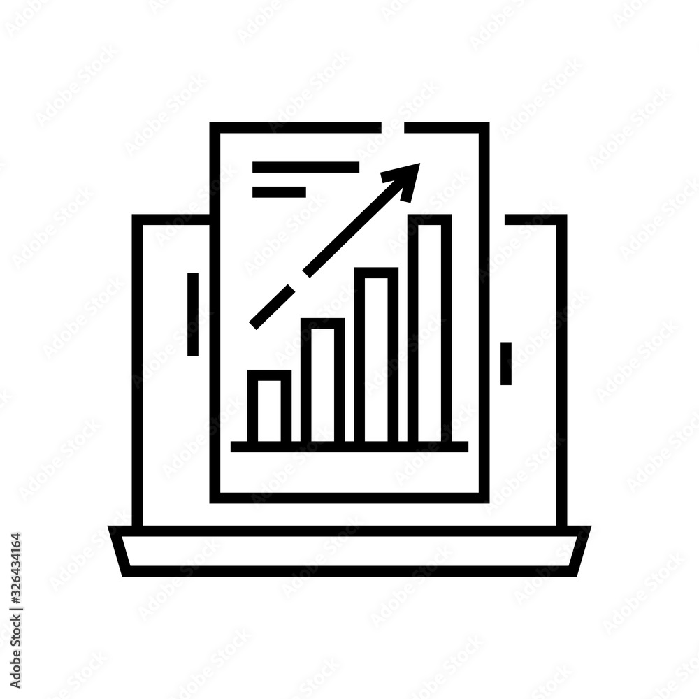 Increasing data line icon, concept sign, outline vector illustration, linear symbol. Increasing data line icon, concept sign, outline vector illustration, linear symbol.