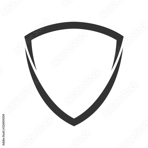 shield logo template flat illustration, shielding icon in black and white color, security and protector symbol isolated on white photo