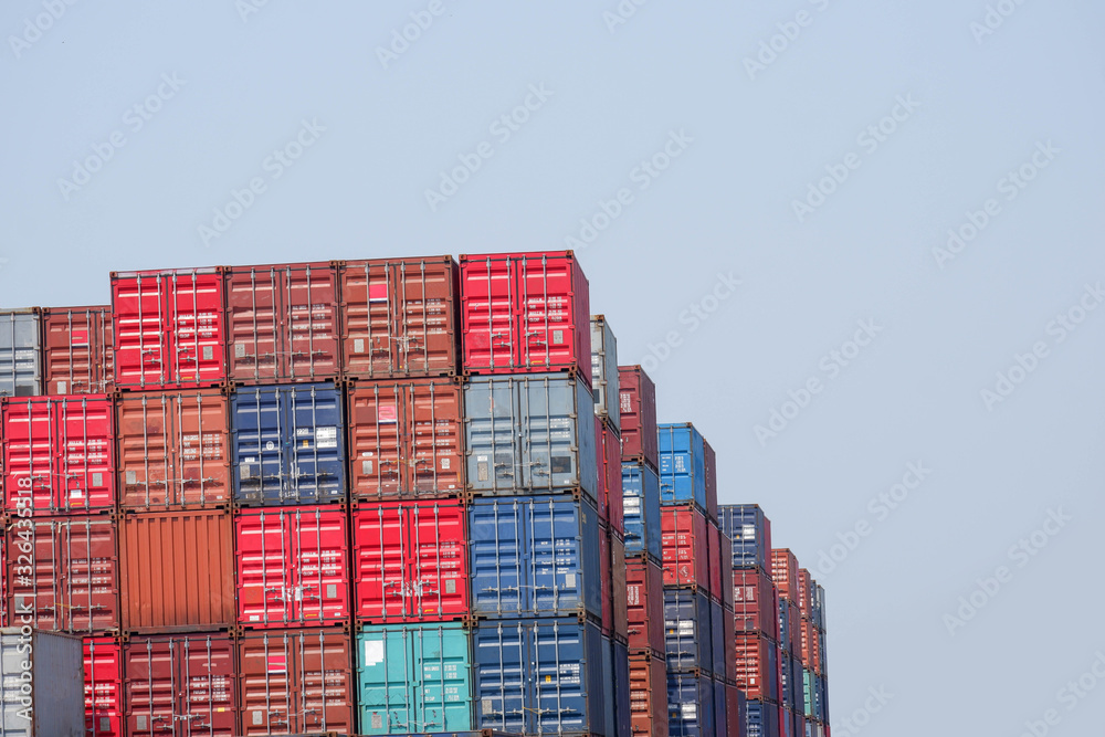 Fototapeta premium Container stack for packing goods For morning import and export