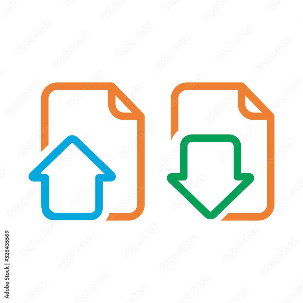 download and upload document icon vector