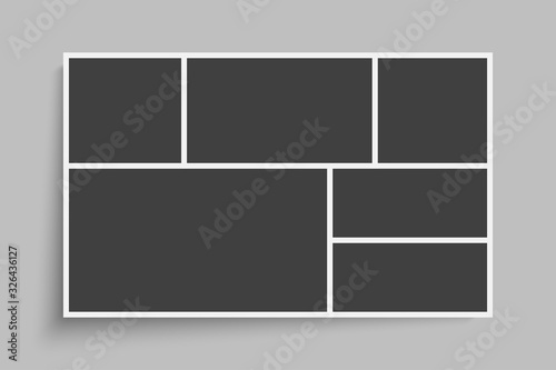 Vector empty collage board six images, photos