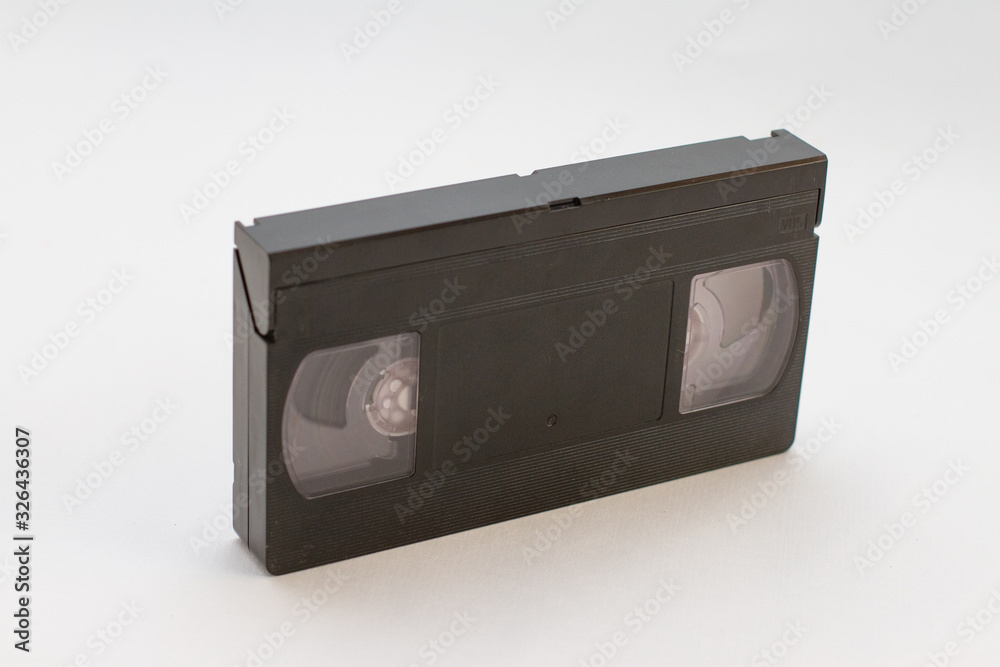 VHS video standart cassette on a white background