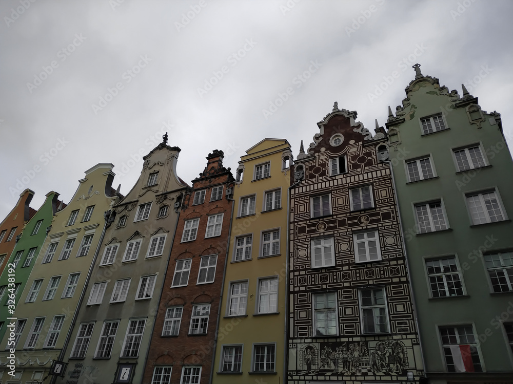 Colorful houses in a gloomy city