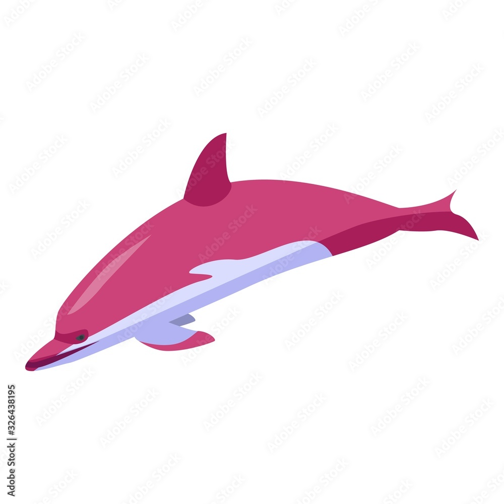 Pink dolphin icon. Isometric of pink dolphin vector icon for web design isolated on white background Pink dolphin icon. Isometric of pink dolphin vector icon for web design isolated on white background