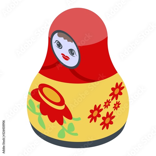 Traditional nesting doll icon. Isometric of traditional nesting doll vector icon for web design isolated on white background