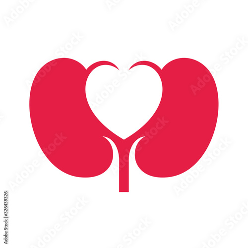 Kidney with love Logo Design Inspiration Template vector