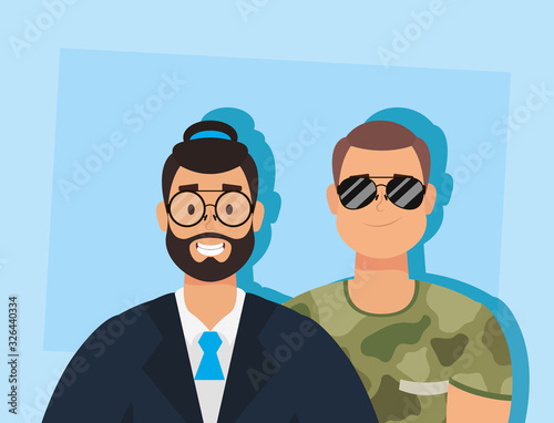 young man with beard fbi agent and military