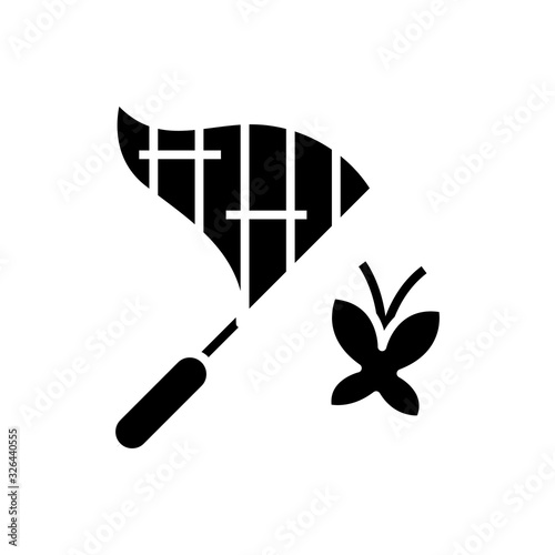 Butterfly net black icon, concept illustration, vector flat symbol, glyph sign.