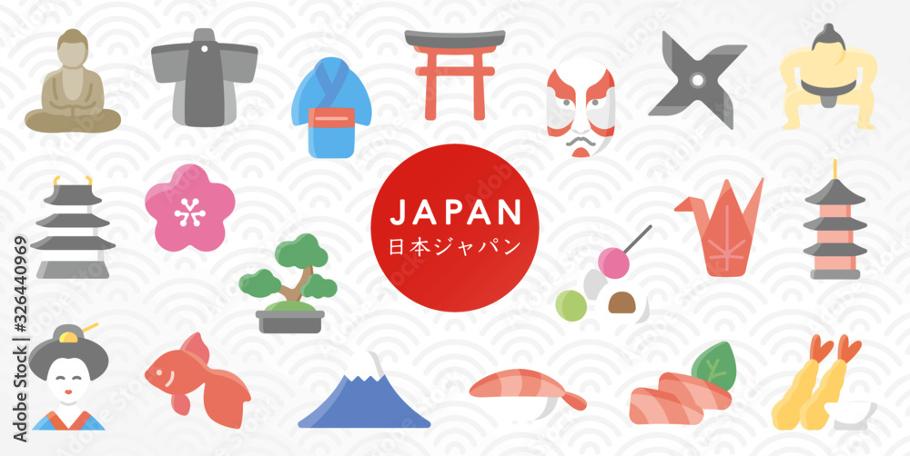 Japanese Traditional Culture Vector Elements , Icon , Banner & Wallpaper	