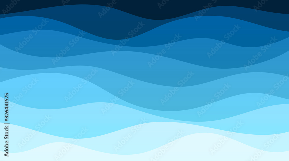 Vector abstract deep blue ocean wave banner background illustration