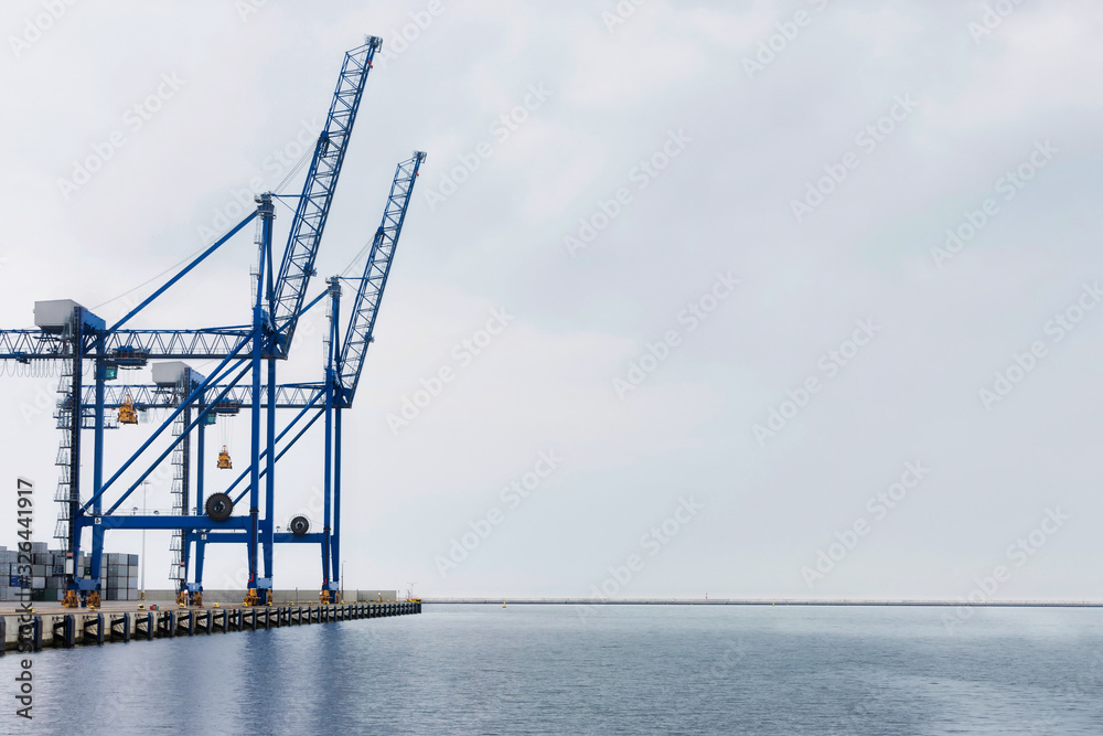 Blue Crane at a Cargo Terminal Blue Crane at a Cargo Terminal
