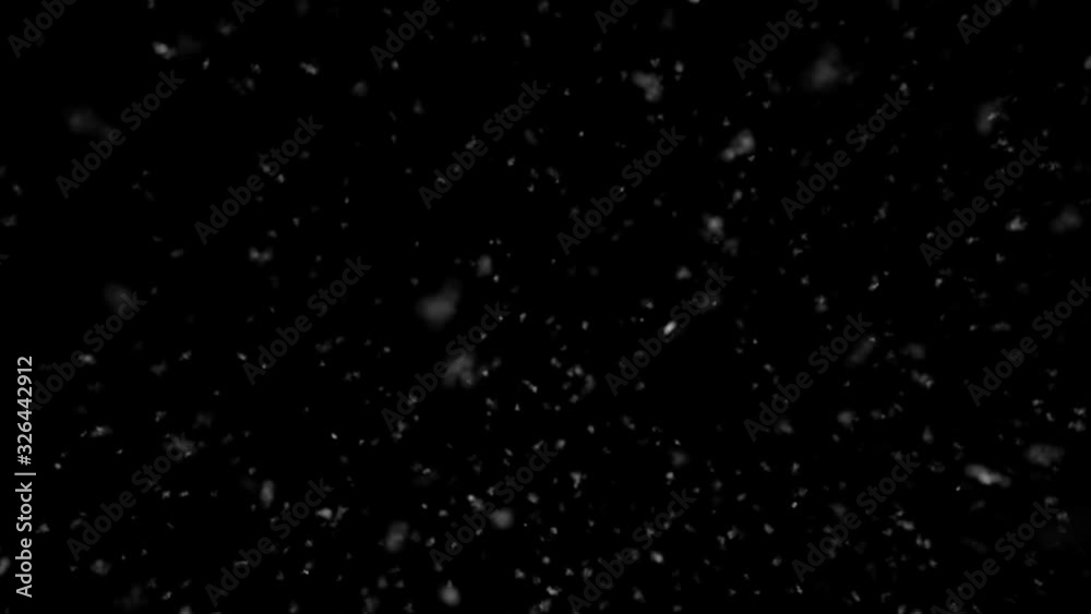 Realistic falling snow on black background