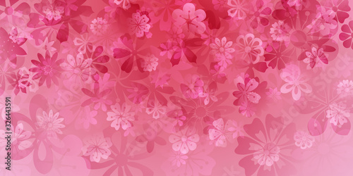 Spring background of various flowers in pink colors