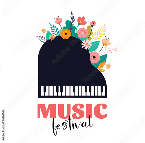 Summer fest, concept of live music festival, jazz and rock, food street fair, event poster and banner colorful vector design