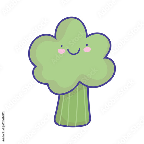 happy broccoli vegetable cartoon food cute flat style icon