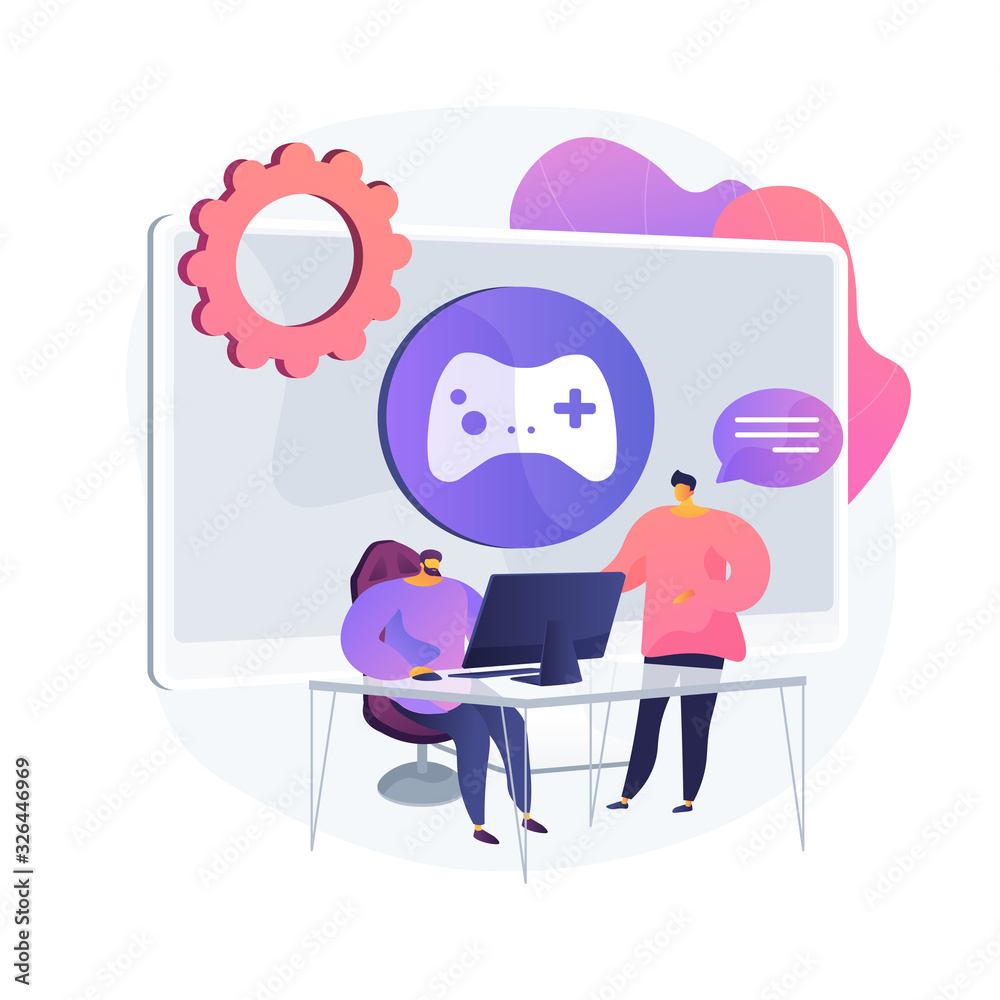 Esports competition preparation. Professional cybersport, videogame development, online gaming. Pro gamer with coach. Digital entertainment industry. Vector isolated concept metaphor illustration