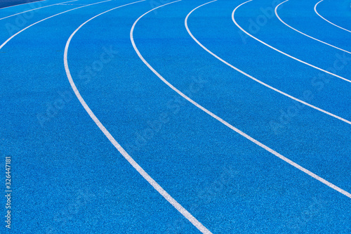 Photo of blue stadium tracks