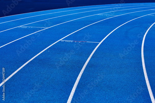 Photo of blue stadium tracks