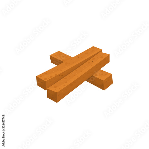 Vector illustration with three slices of grilled croutons crackers in cartoon style. Baked rye bread cut into pieces. For packaging and menu