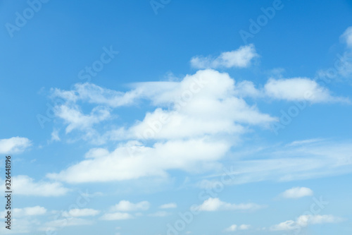 Picturesque view of beautiful blue sky with fluffy white clouds