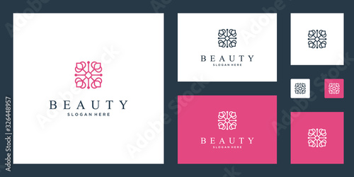 Clean and elegant abstract flowers inspiring beauty, yoga and spa design logos.